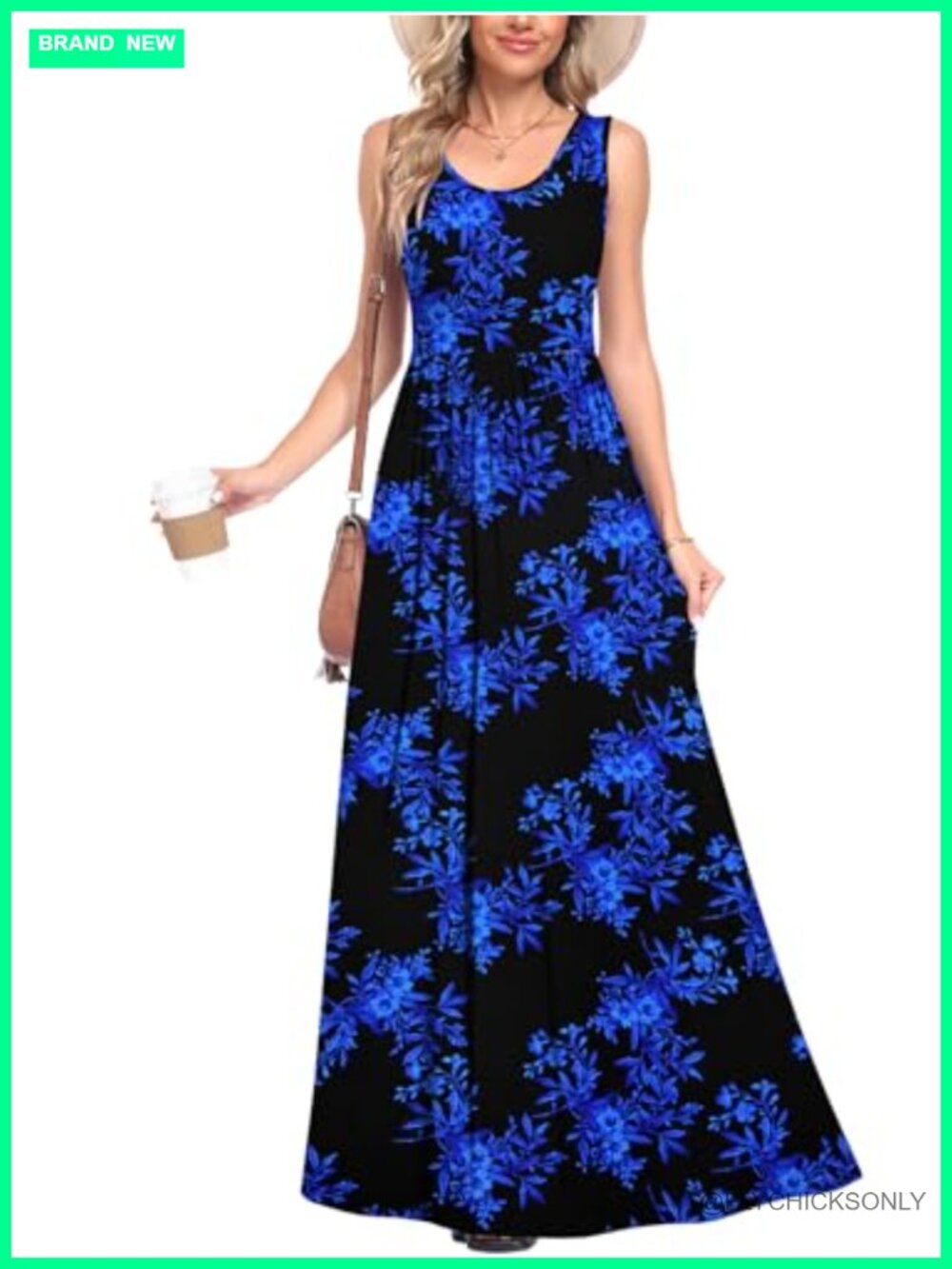 Women's Sleeveless Maxi Dress with Pockets Casual Summer Sundress